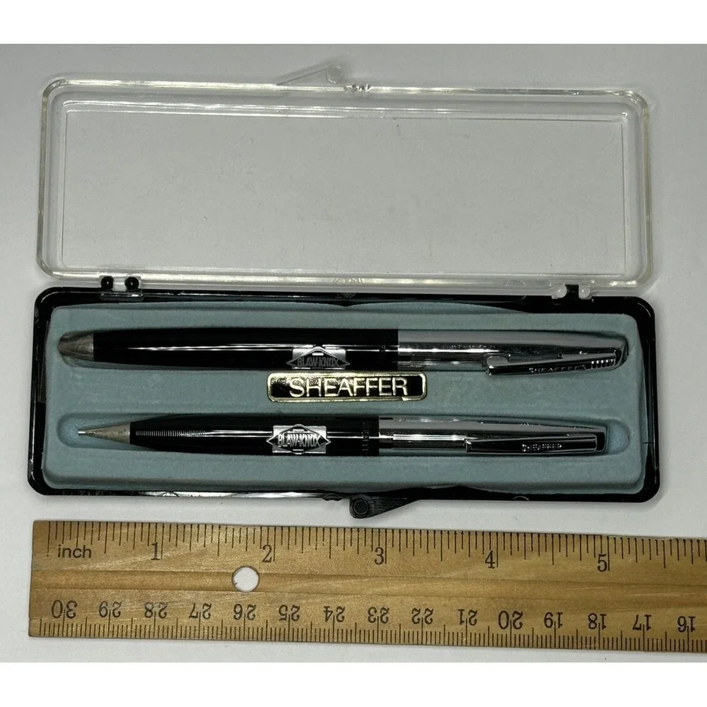 Sheaffer Blaw Knox Pen And Mechanical Pencil Set ‎ Black And Silver Tone 80s VTG